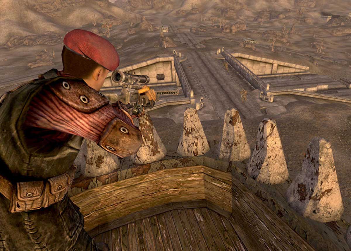 Le sniper dans la gueule du dinosaure du Dino Dee-lite Motel à Novac dans Fallout New Vegas