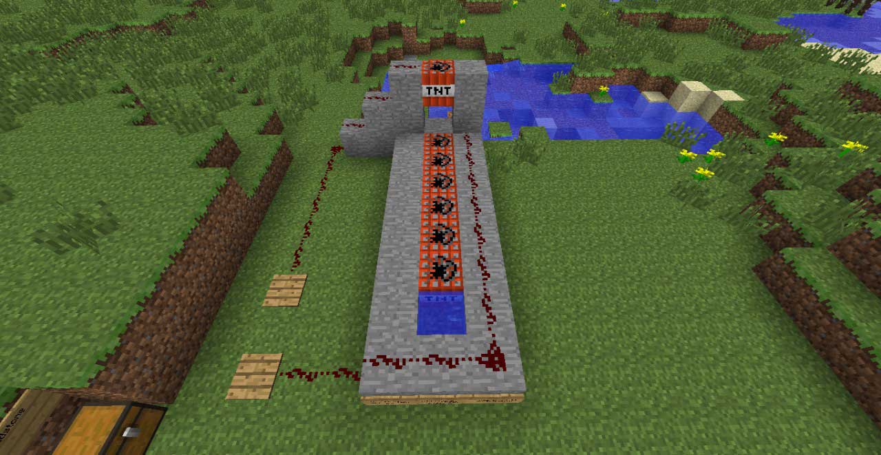 Minecraft TNT Cannon - advanced redstone mechanics