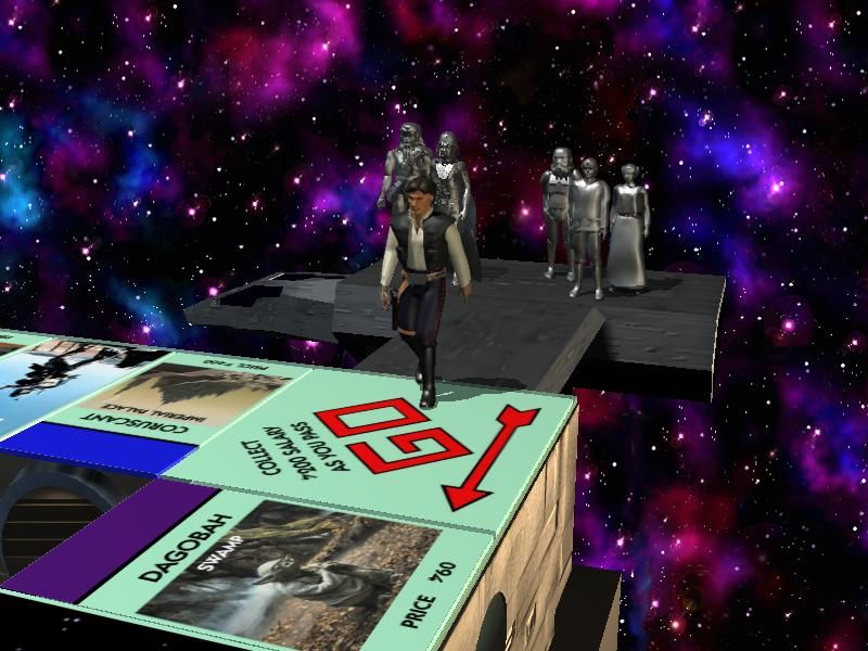 Han Solo entre sur le plateau du Monopoly Star Wars 1995