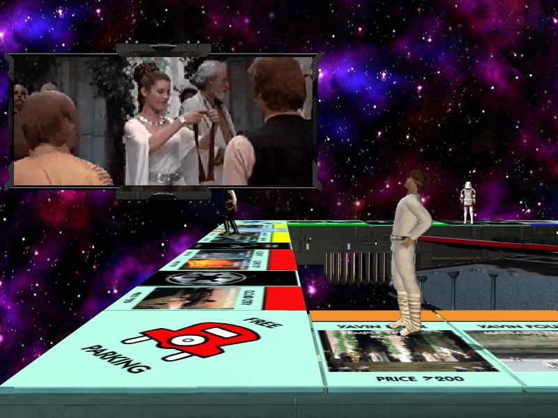 La princesse Leia et un extrait de film sur Monopoly Star Wars 1995