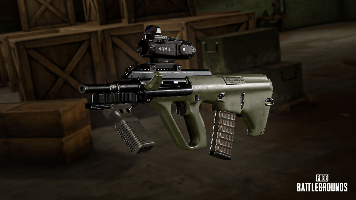 Steyr AUG avec la nouvelle lunette hybride PUBG Update 41.1