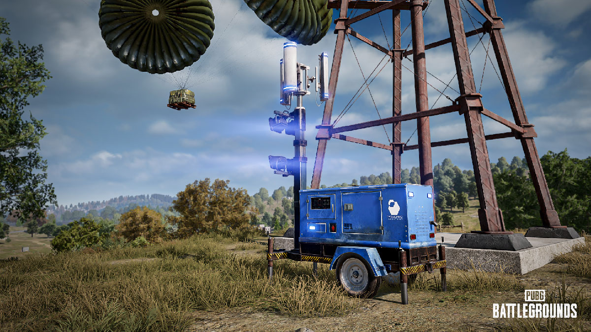 Airdrop en route après utilisation de la Tour de Puces Bleues PUBG