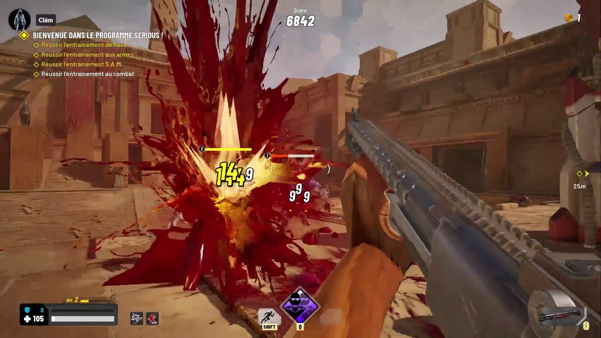 Fusil à pompe et explosion de sang dans Serious Sam Shatterverse