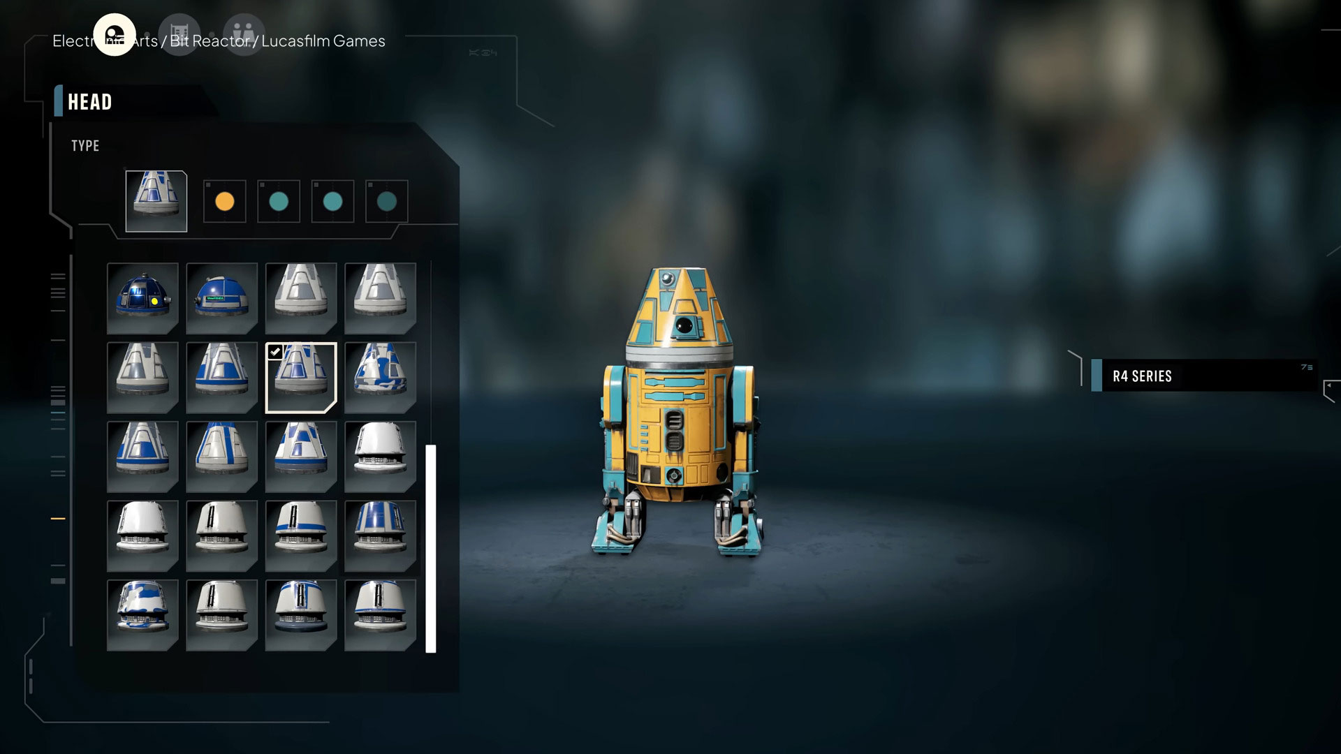 STAR WARS Zero Company - interface de personnalisation visuelle des droïdes astromech