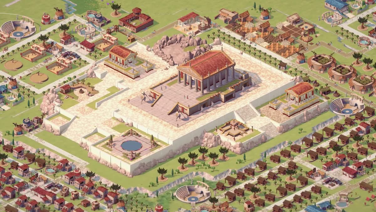 Cité antique magnifique construite autour d'un temple dans Theos Cities of Myth