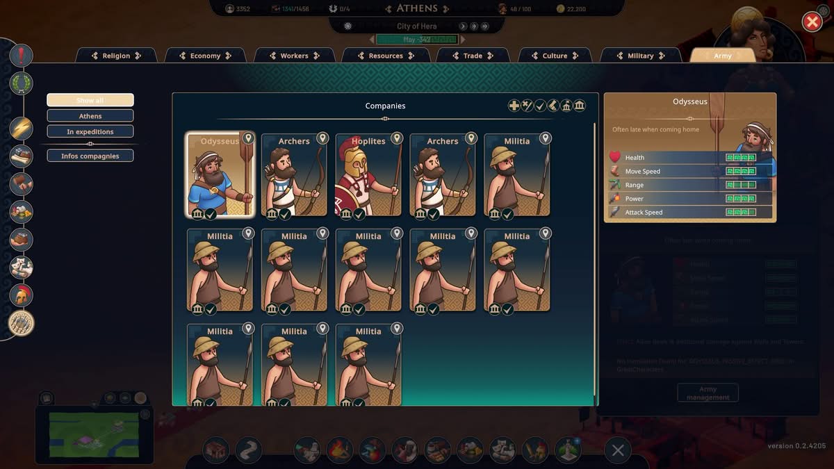 Troupes militaires milice archers et hoplites dans Theos Cities of Myth