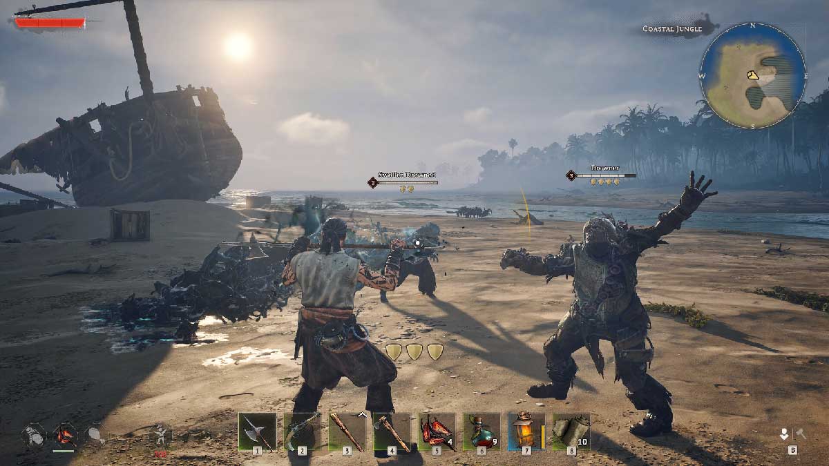 Combat terrestre contre un monstre mutant dans Windrose
