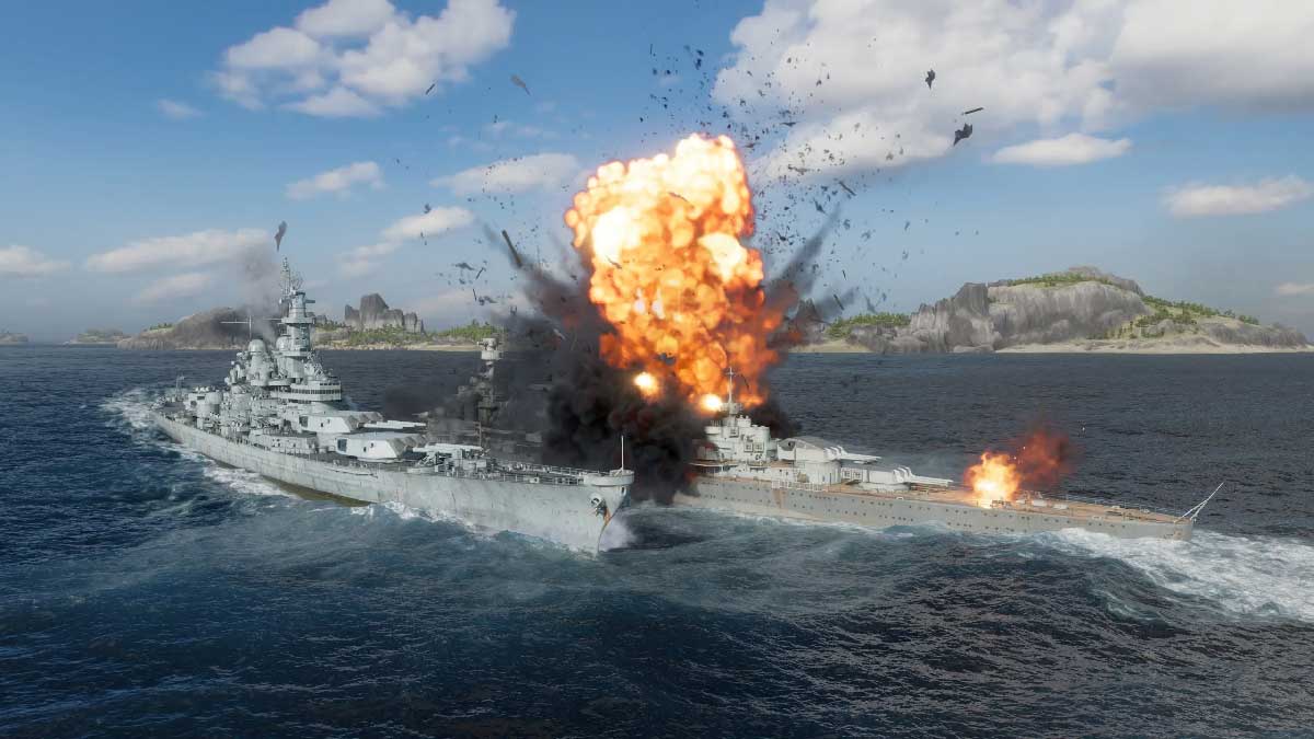 World of Warships - explosion spectaculaire en combat naval