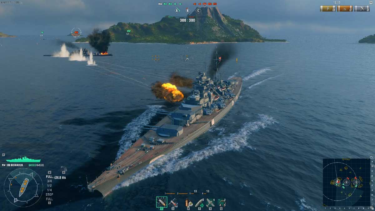 World of Warships - salve d'obus en pleine bataille