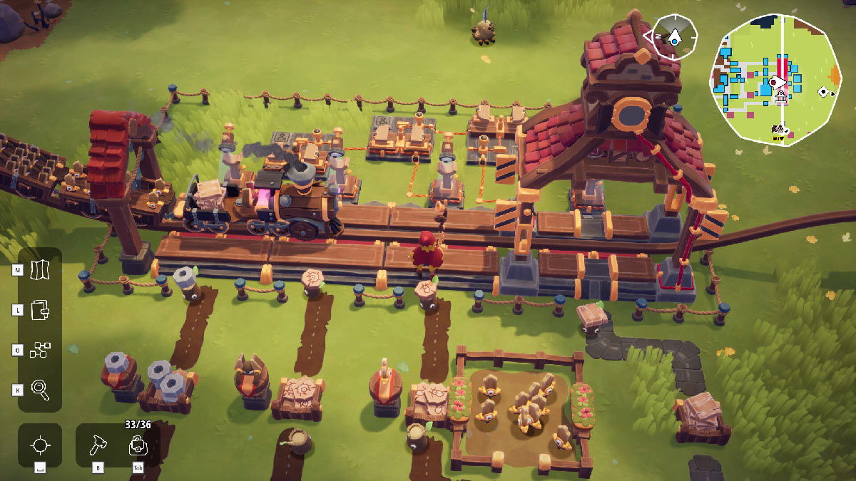 Train on rail arriving at station in Oddsparks An Automation Adventure