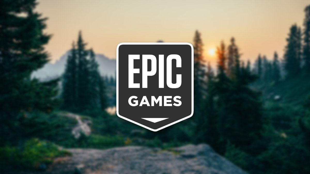 Logo Epic Games Store sur fond de forêt floutée, sélection jeux gratuits mai 2026