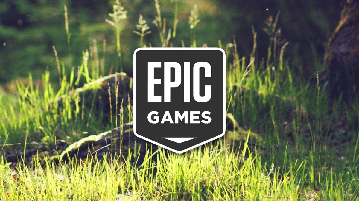 Epic Games Store logo on a lush green forest background 2026
