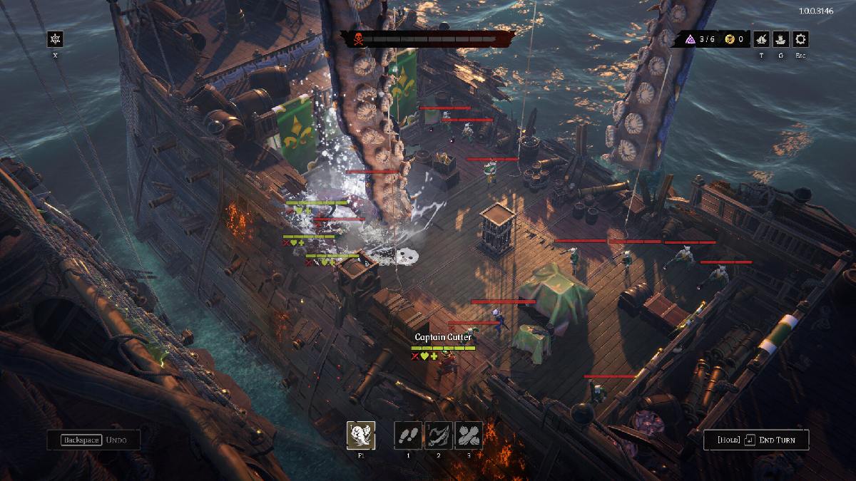 Giant kraken destroying a pirate ship in Rogue Waters