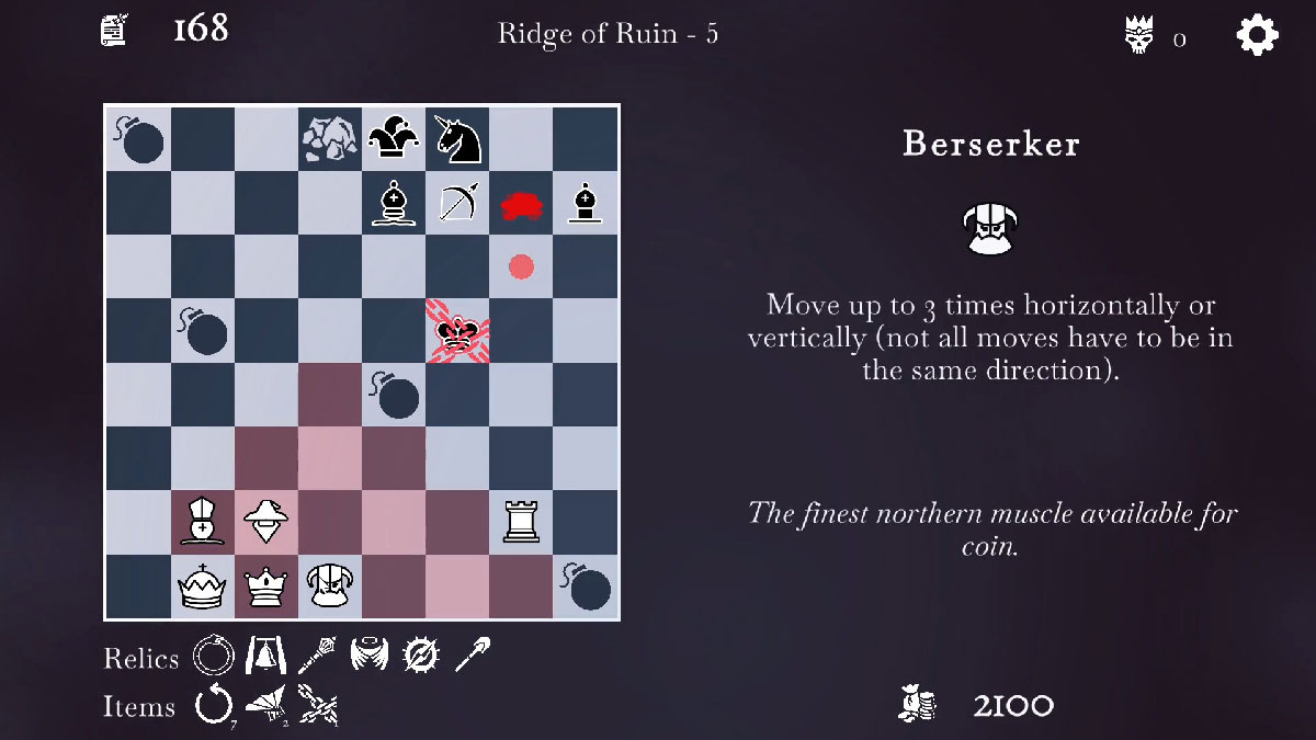 The Ouroboros King - the chessboard featuring the Berzerker piece description