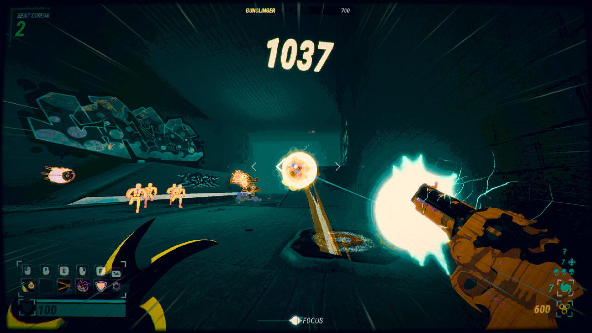 Combat au pistolet dans Robobeat avec le gunslinger