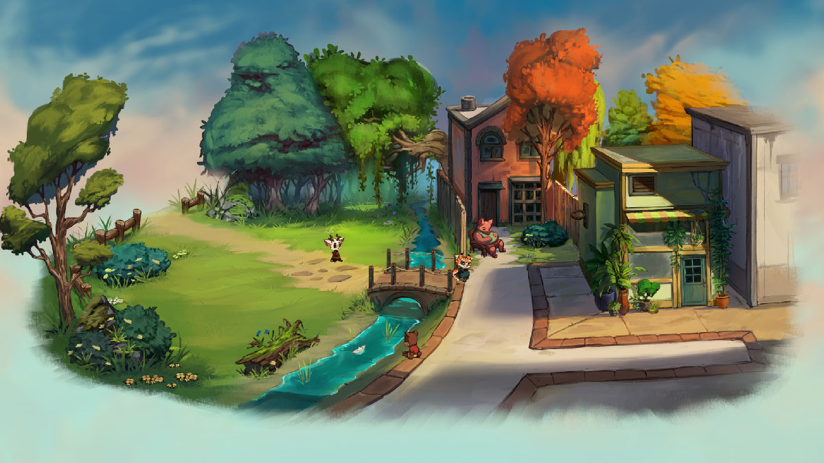 Vue du village cozy de Beacon Pines