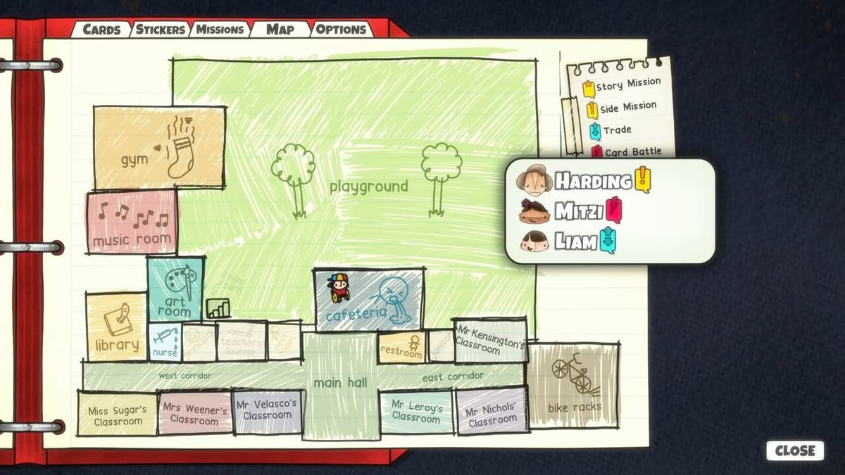 Plan de la ville de Dudsdale avec quêtes disponibles dans Cardpocalypse