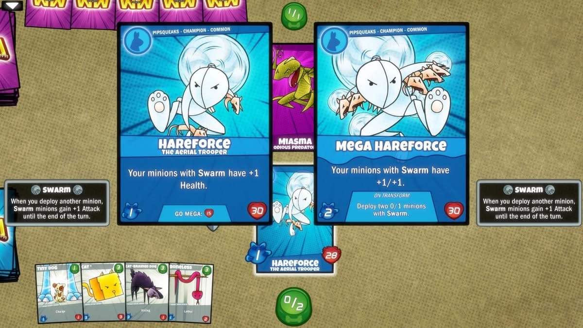 Cartes avec capacités de boost de minions dans Cardpocalypse