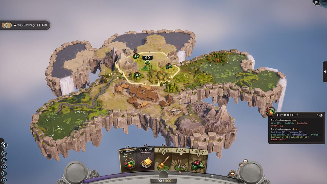 TerraScape - vue de la carte avec un tout petit village en développement