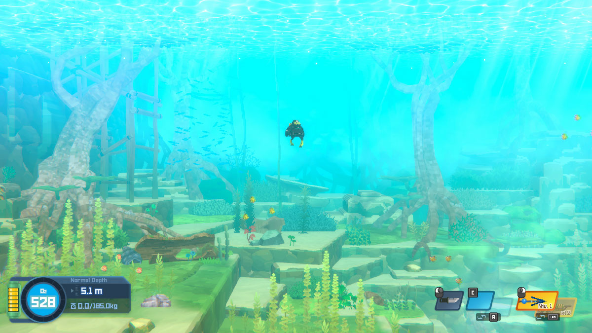 Dave the Diver explore le lac d'eau douce sous le village d'Utara