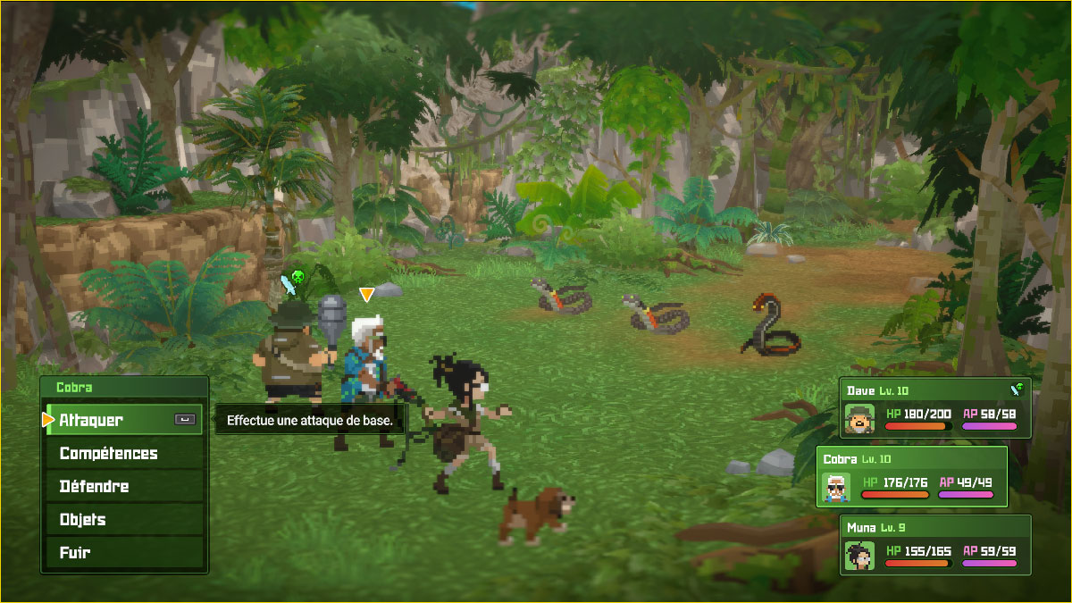 Combat contre des serpents dans la jungle de Dave the Diver In the Jungle