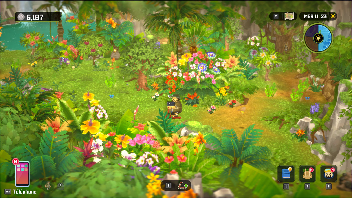 Un décor luxuriant avec fleurs, perroquets et minéraux dans In the Jungle