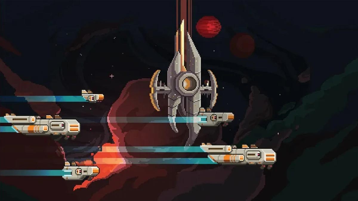Halcyon 6 Starbase Commander : une flotte de vaisseaux devant la base spatiale Starfleet, fond spatial