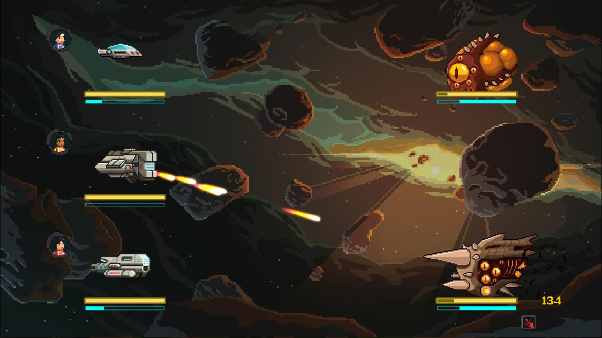 Halcyon 6 : combat spatial entre trois vaisseaux joueurs et deux vaisseaux extraterrestres