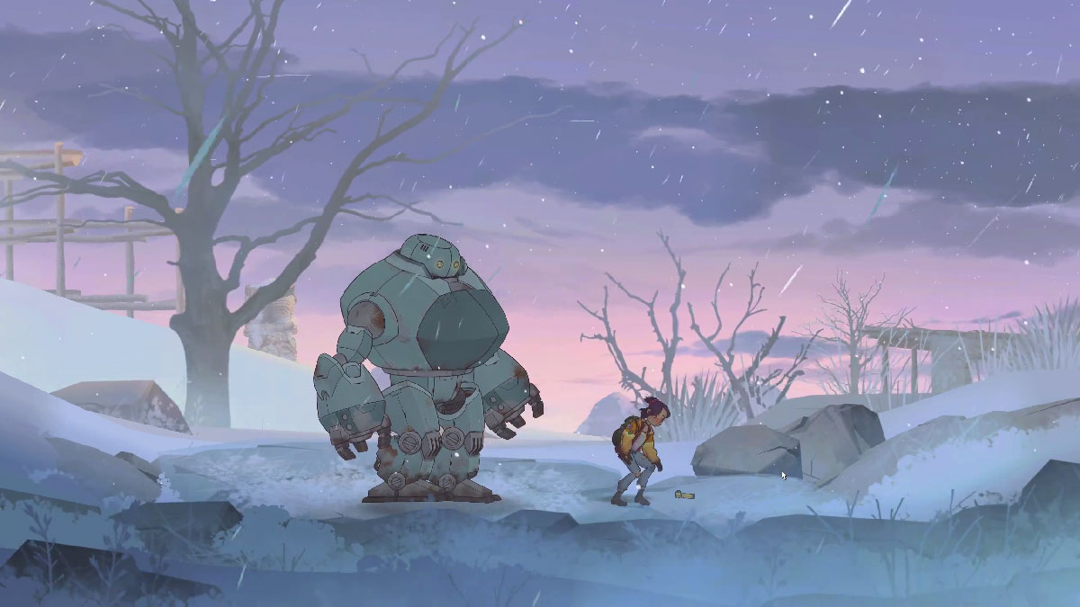 Biome du monde gelé dans Lost in Tandem, une zone à l'atmosphère rude et silencieuse