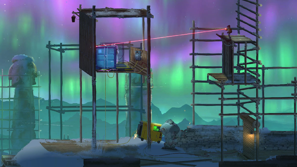 Utilisation du laser de la jeune fille pour activer les mécanismes et progresser dans Lost in Tandem