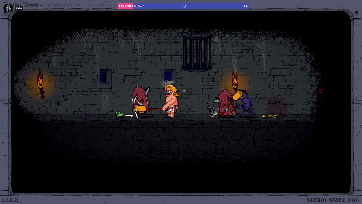 Von Wanst ivre avec les contrôles inversés en plein combat dans Lucky Tower Ultimate