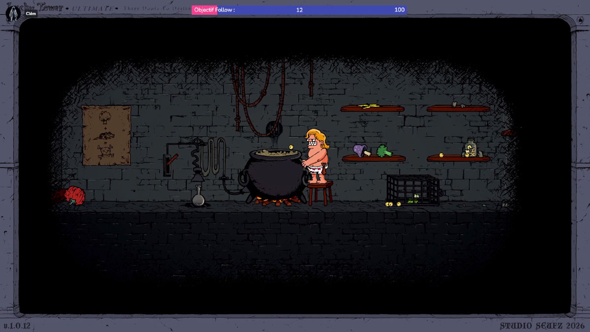 Craft d'une potion dans un grand chaudron dans Lucky Tower Ultimate