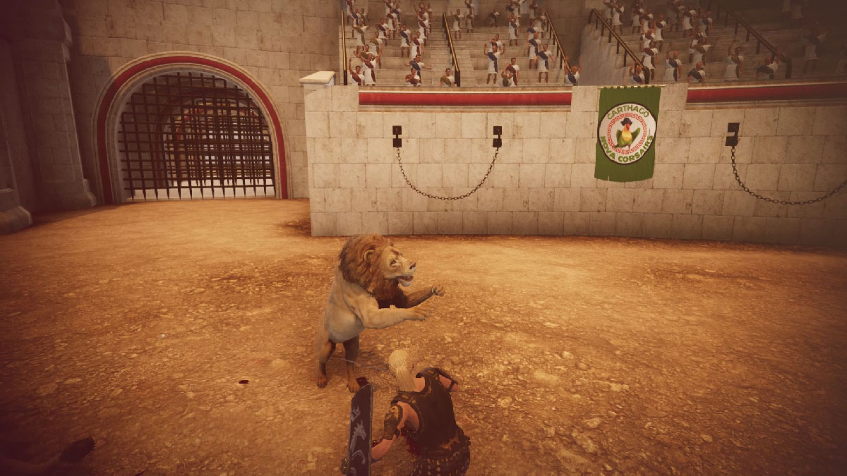 Match d'exhibition contre un lion