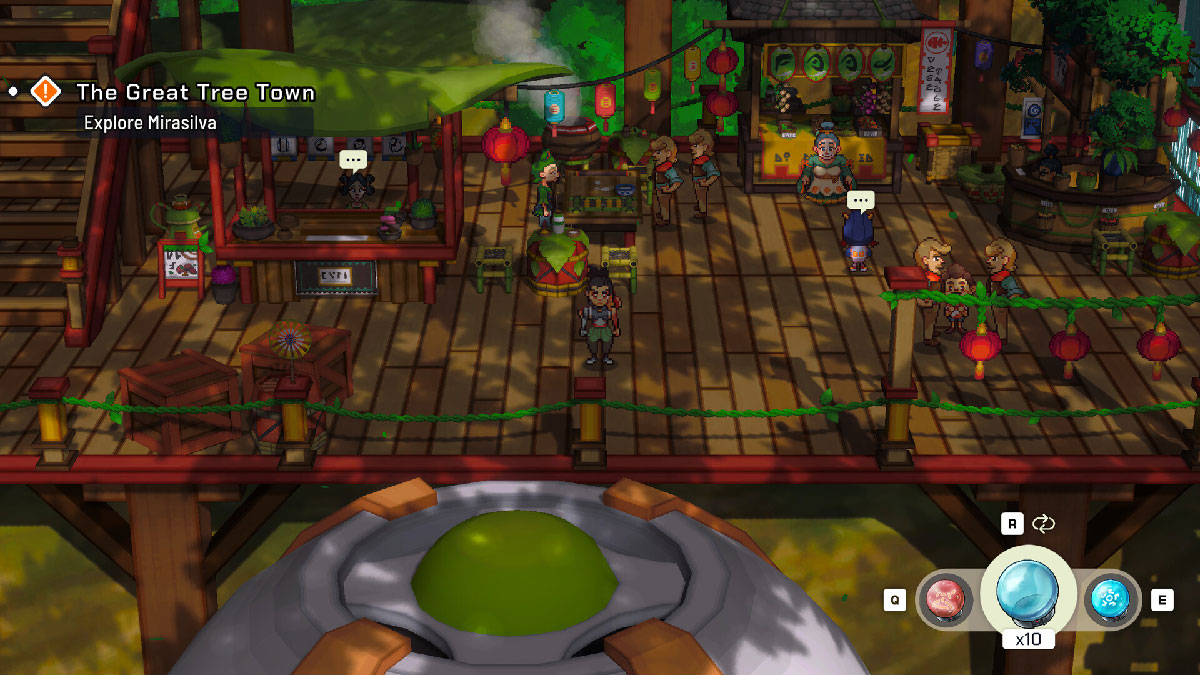 The Great Tree Town, a bustling merchant hub and quest center in Lumentale