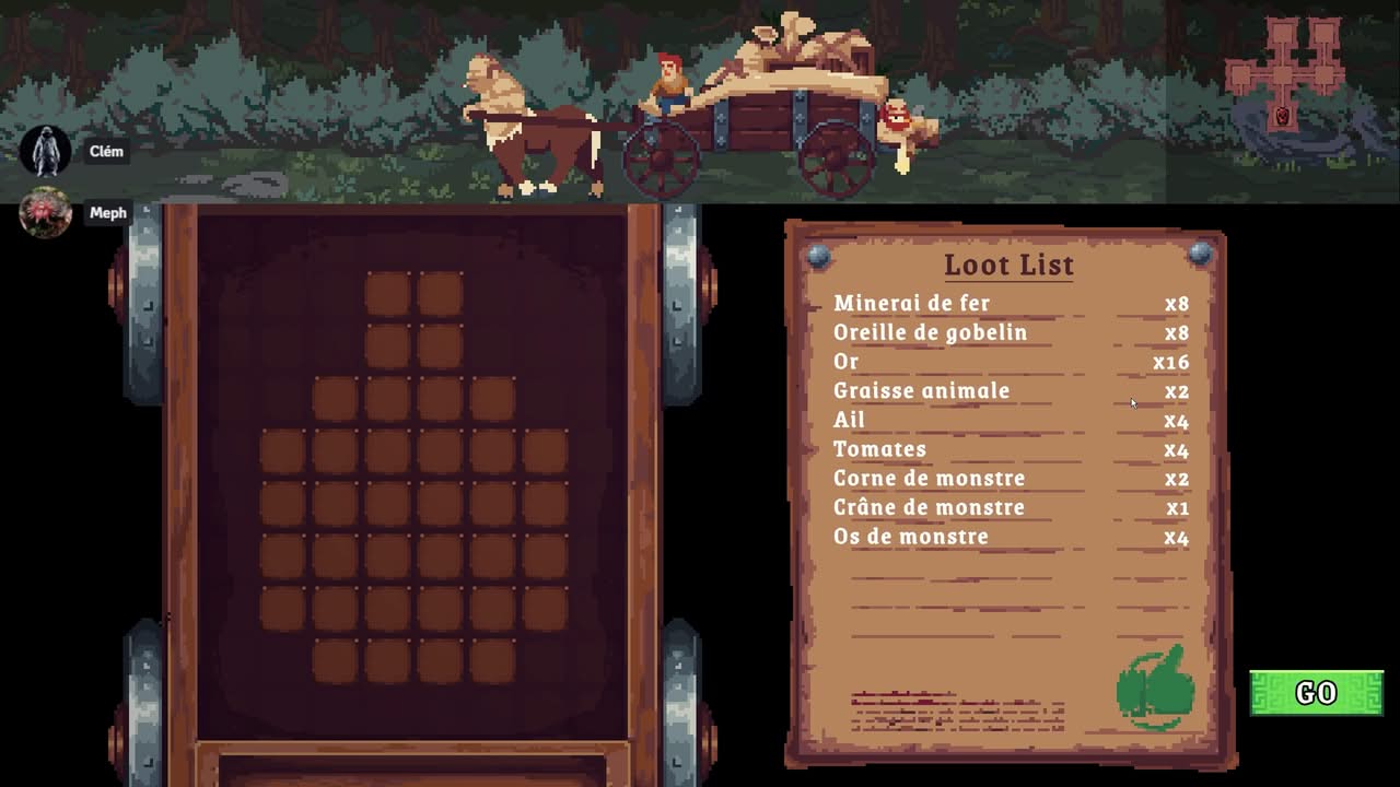 Récapitulatif de la récolte après la partie hack and slash du matin dans Monster Cuisine