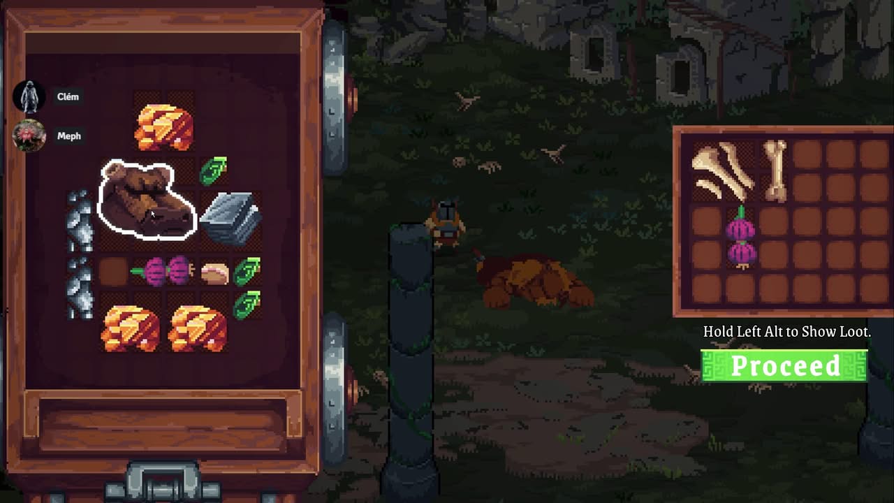 Inventaire plein de minerai et de nourriture dans Monster Cuisine