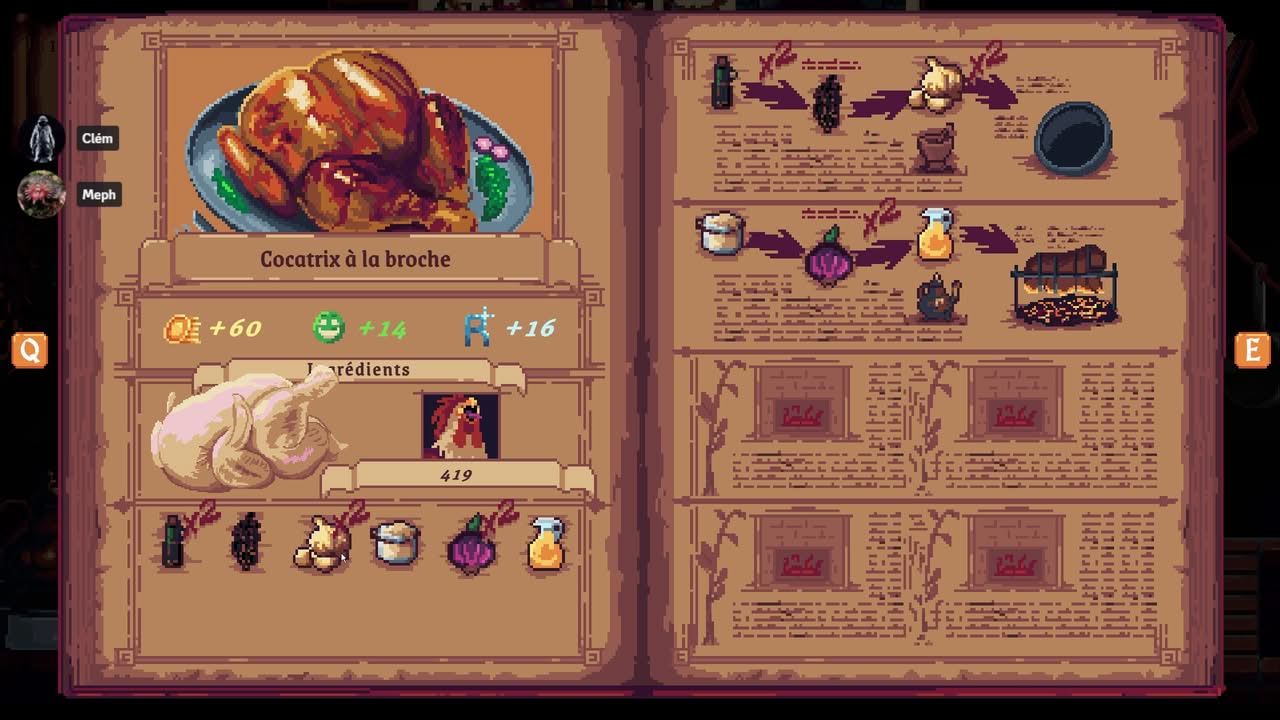 Le livre de recettes de Monster Cuisine avec la marche à suivre pour préparer les plats