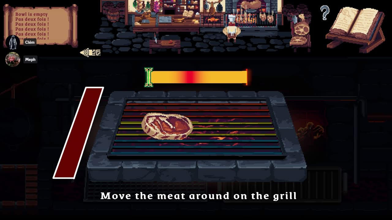 Cuisson d'un steak sur le grill dans Monster Cuisine