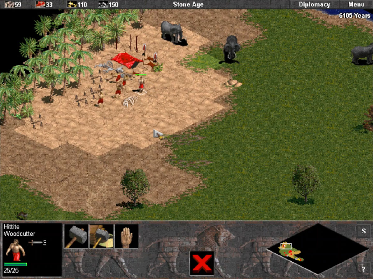 Éléphants et gazelles dans la faune d'Age of Empires