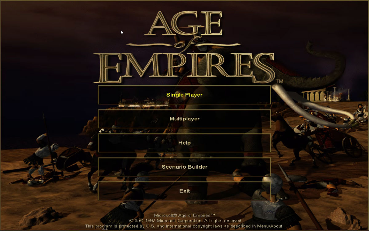 Menu principal d'Age of Empires 1997