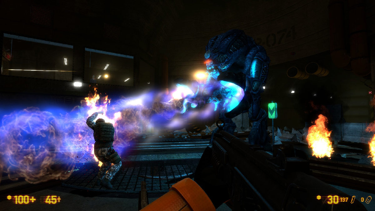 Black Mesa, a blue Gargantua attacking a soldier