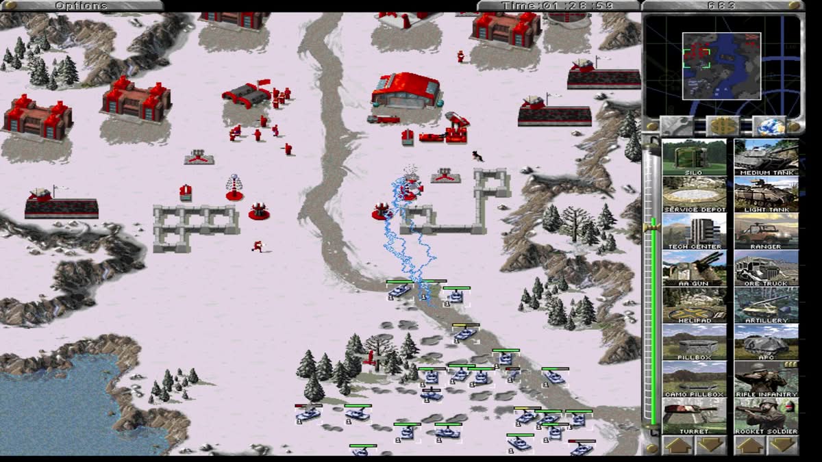 Bobines Tesla en action dans Command & Conquer Red Alert 1996
