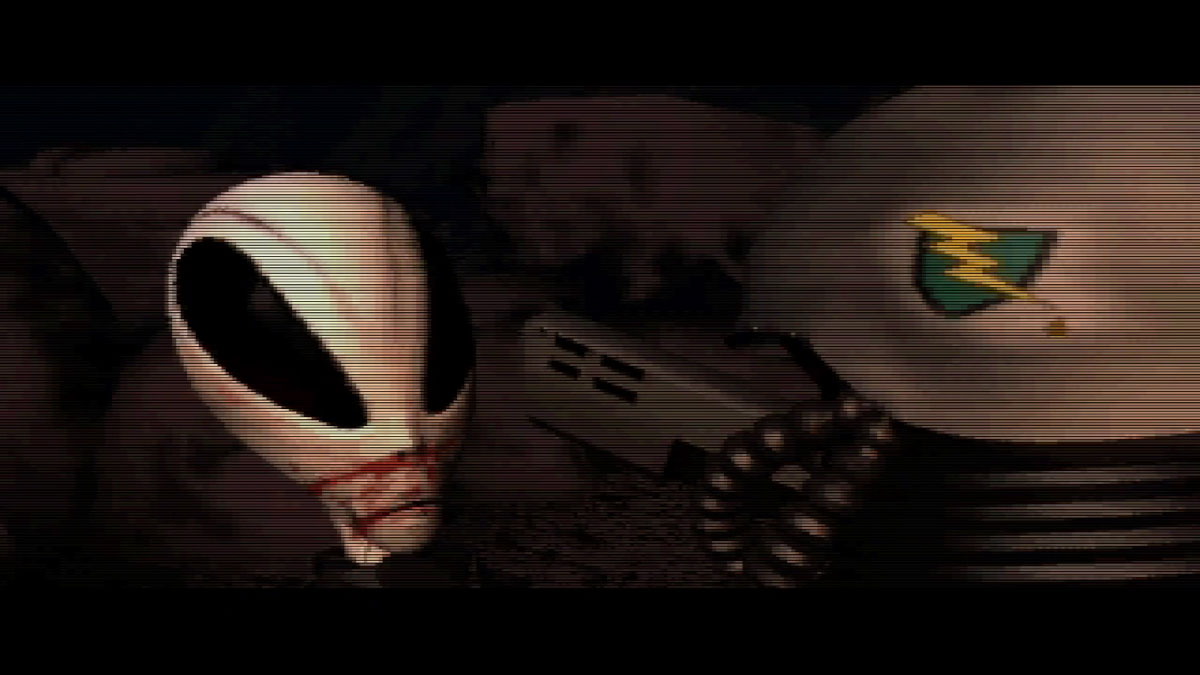 Trooper humain neutralisant un extraterrestre Taar dans Dark Colony 1997
