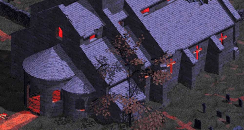 Diablo I, l'église de Tristram et l'entrée des enfers sur PC