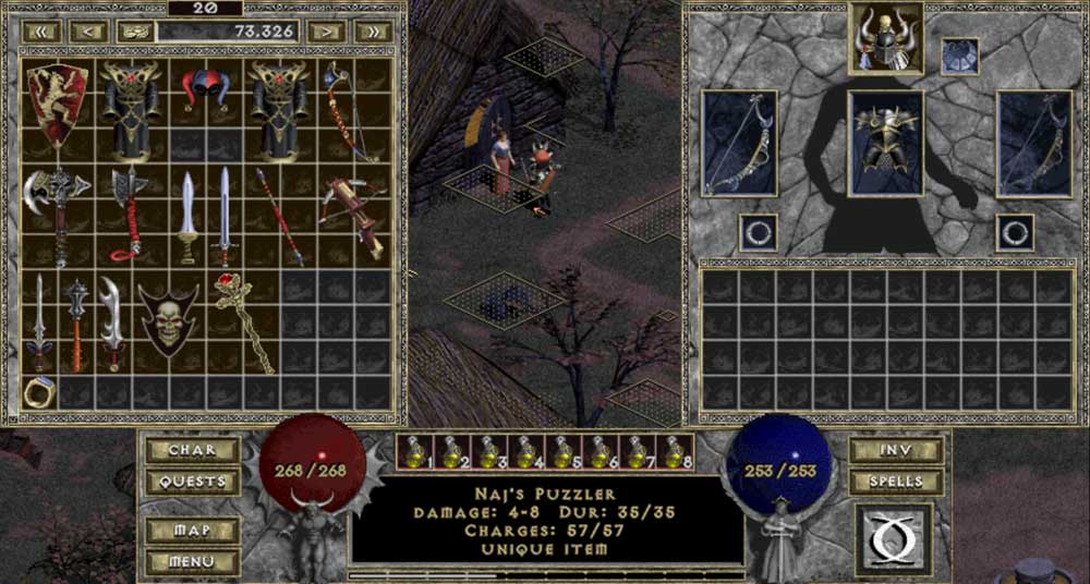 Diablo I, l'inventaire ouvert au marchand de Tristram