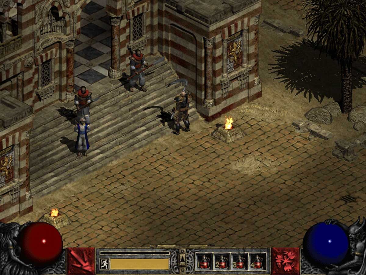 Diablo II original, un Barbare devant l'entrée du palais de l'Acte 2