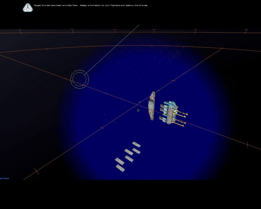 Carte tactique de Homeworld en vue dézoomée montrant la position des flottes ennemies