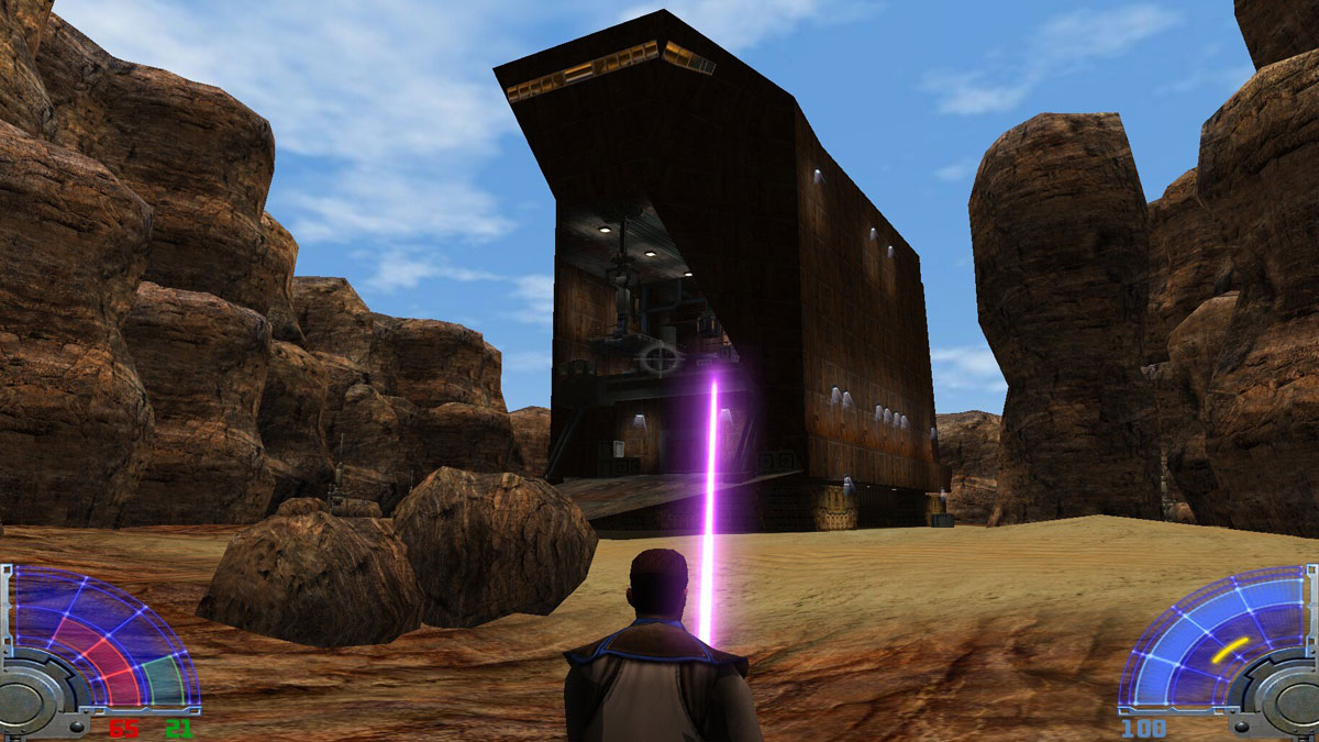 Star Wars Jedi Knight Jedi Academy - mission sur Tatooine sandcrawler Jawas décors