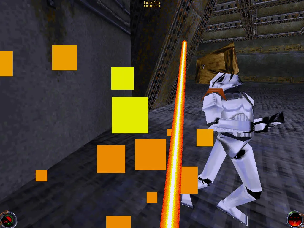 Lightsaber combat against a Stormtrooper