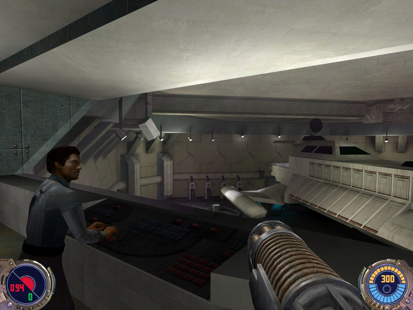 Kyle Katarn and Lando Calrissian in Jedi Outcast - Cloud City Bespin